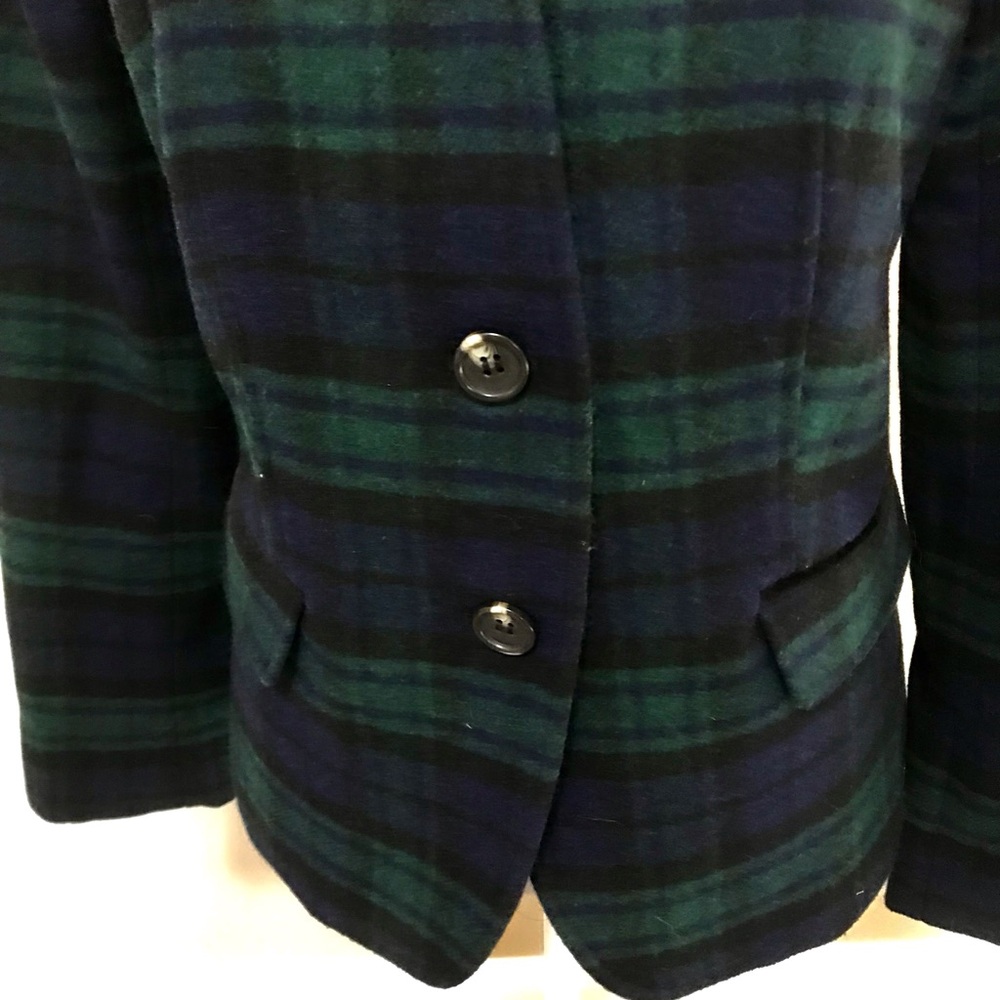NWT TALBOTS BLACK WATCH PLAID VELVET-TRIM BLAZER - Picture 7 of 16